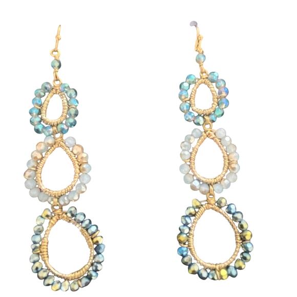 Beaded Lochan Earrings - Three Tier Chandelier Earrings from Anthropologie - Picture 2 of 6